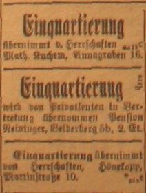 Kleinanzeigen in der Deutschen Reichszeitung vom 16. August 1914