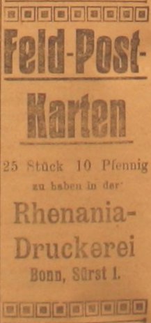 Anzeige in der DRZ vom 21. August 1914