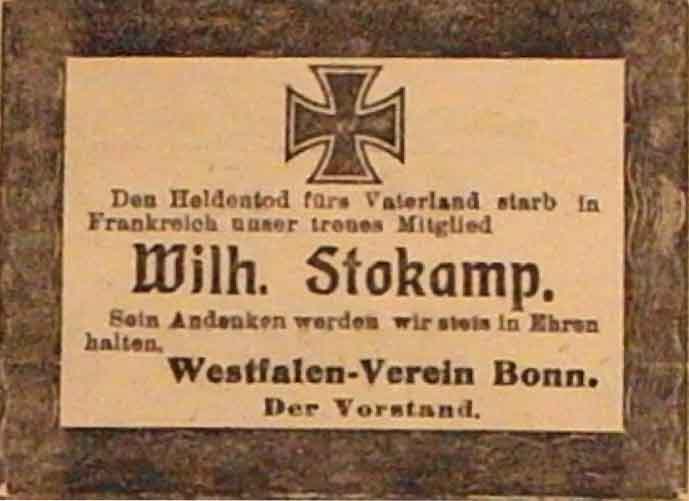 Anzeige im General-Anzeiger vom 2. Dezember 1914