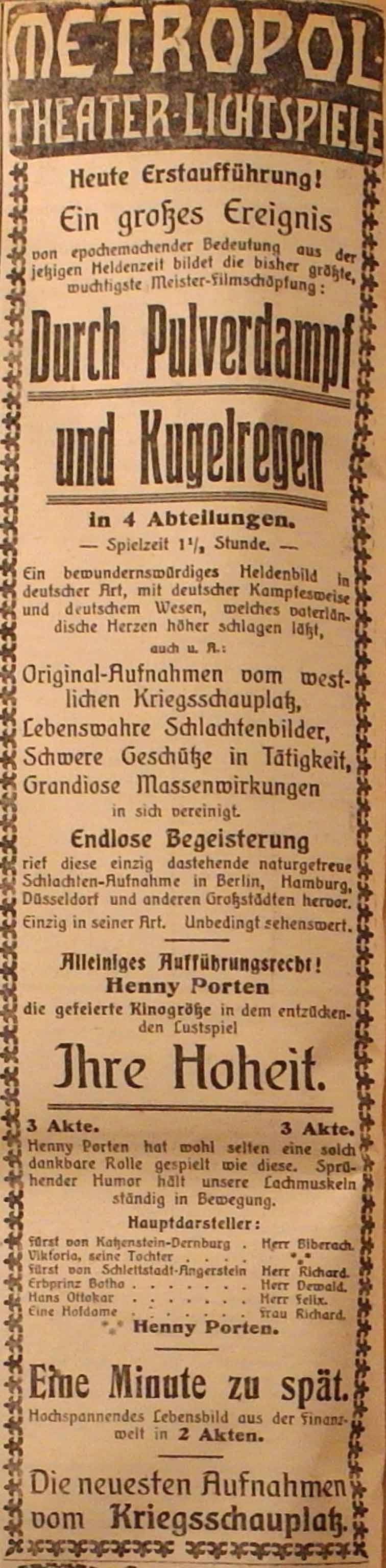 Anzeige im General-Anzeiger vom 9. Dezember 1914