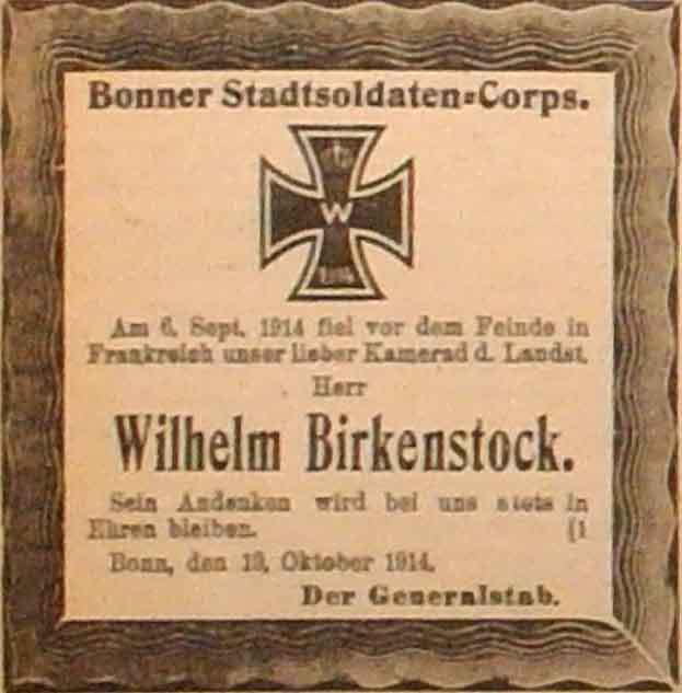 Anzeige im General-Anzeiger vom 19. Dezember 1914