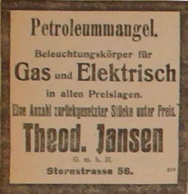 Anzeige in der Deutschen Reichszeitung vom 21. Dezember 1914
