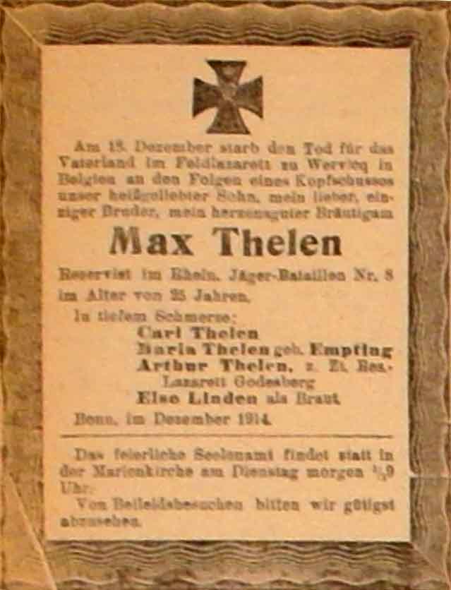 Anzeige im General-Anzeiger vom 27. Dezember 1914