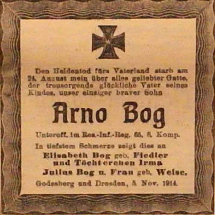 Anzeige im General-Anzeiger vom 7. November 1914