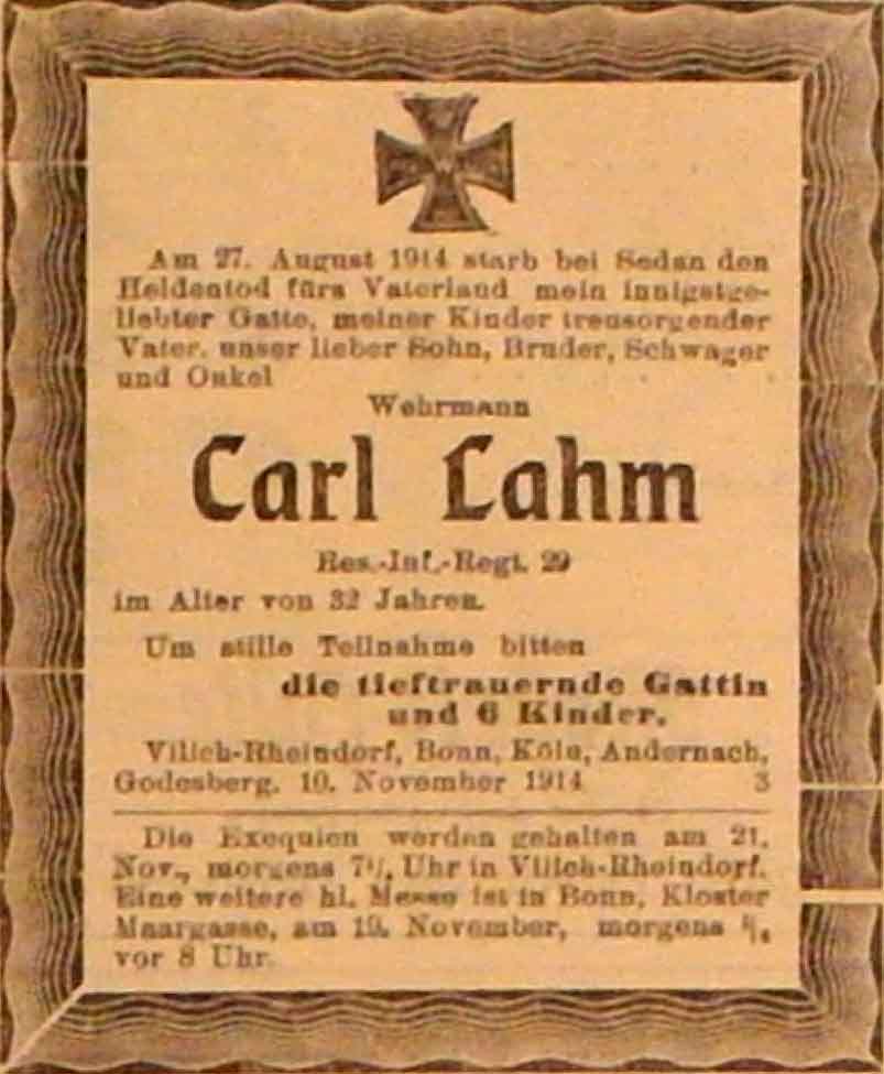 Anzeige im General-Anzeiger vom 11. November 1914