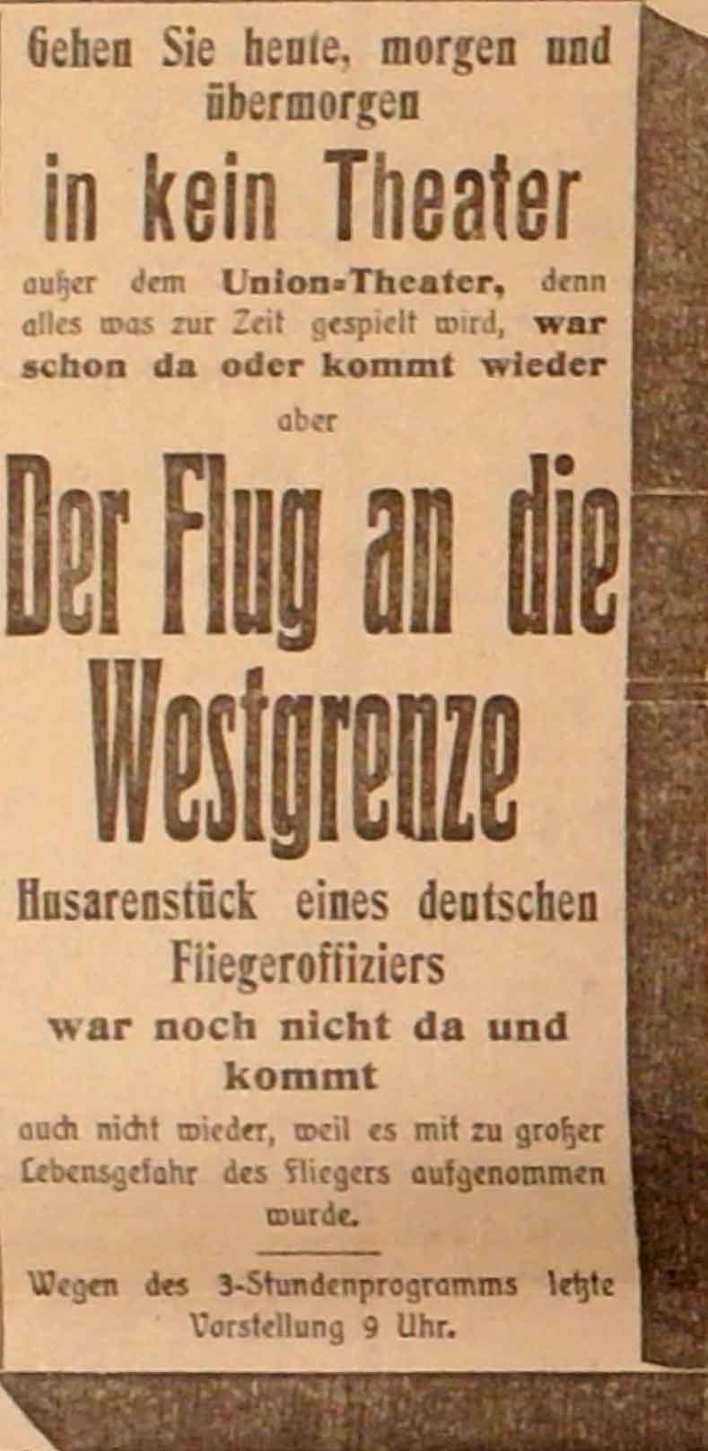 Anzeige im General-Anzeiger vom 11. November 1914