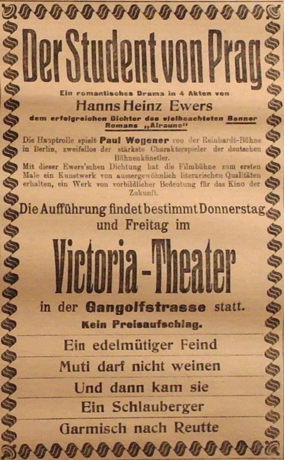 Anzeige in der Deutschen Reichs-Zeitung vom 19. November 1914