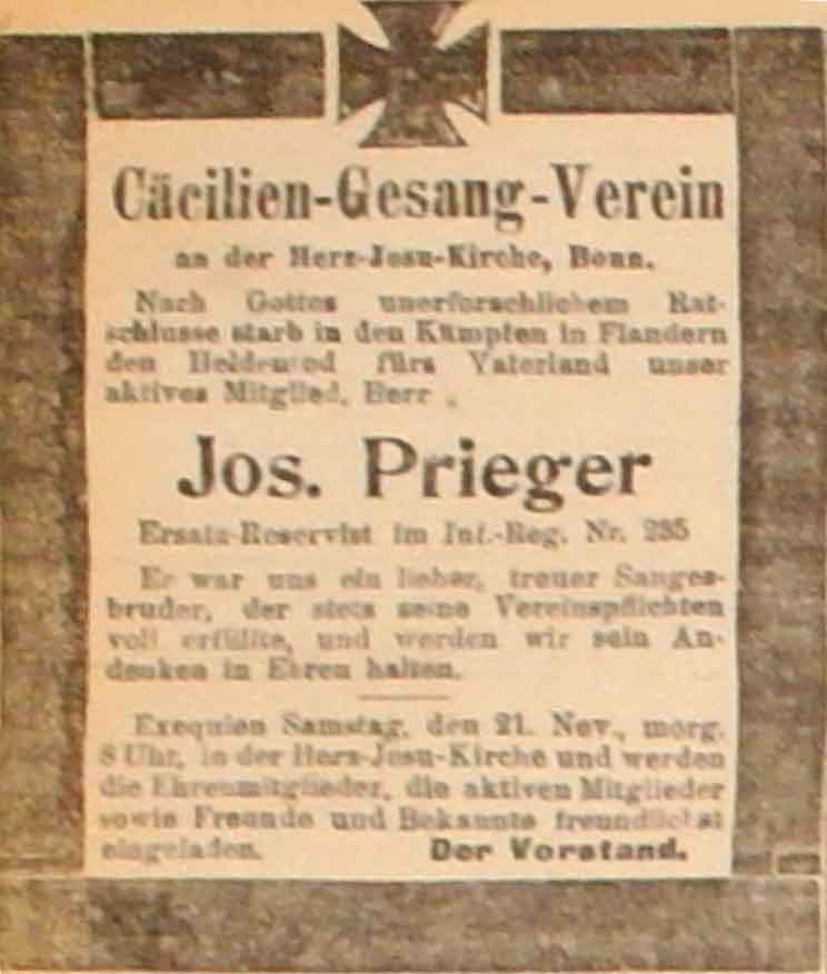 Anzeige in der Deutschen Reichs-Zeitung vom 20. November 1914