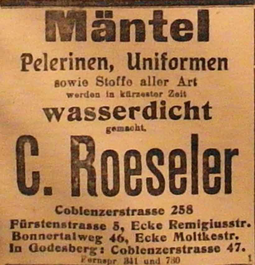 Anzeige im General-Anzeiger vom 23. November 1914