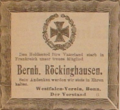 Anzeige im General-Anzeiger vom 5. Oktober 1914