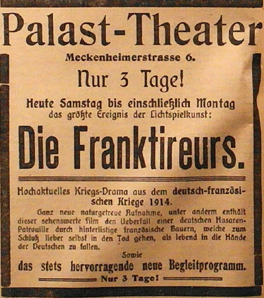 Anzeige im General-Anzeiger vom 10. Oktober 1914