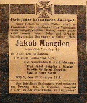 Anzeige in der Deutschen Reichs-Zeitung vom 12. Oktober 1914