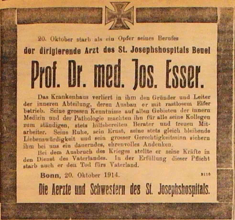Anzeige in der Deutschen Reichs-Zeitung vom 21. Oktober 1914