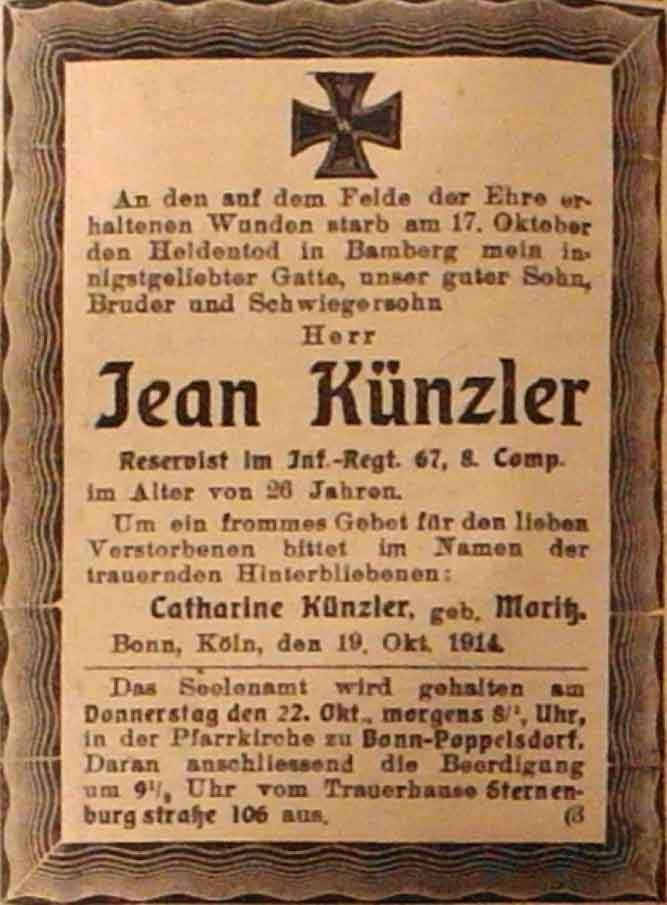 Anzeige im General-Anzeiger vom 21. Oktober 1914