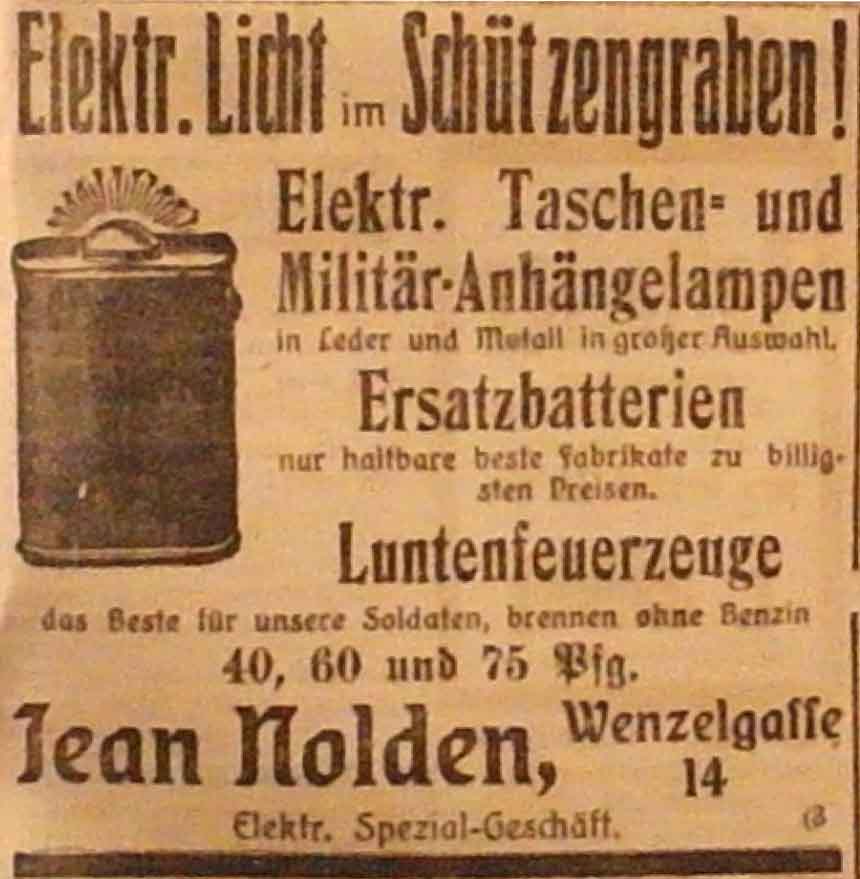 Anzeige im General-Anzeiger vom 28. Oktober 1914