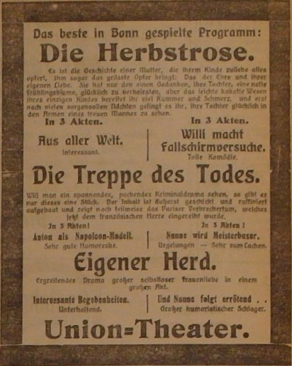 Anzeige im General-Anzeiger vom 3. Oktober 1914