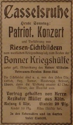 Anzeige im General-Anzeiger vom 4. Oktober 1914