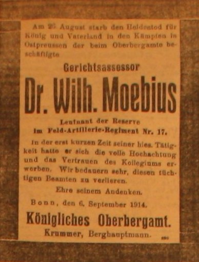 Anzeige in der Deutschen Reichszeitung vom 8. September 1914