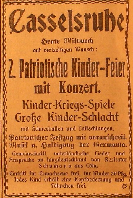 Anzeige im General-Anzeiger vom 9. September 1914