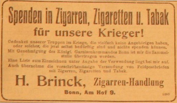 Anzeige in der Deutschen Reichszeitung vom 10. September 1914