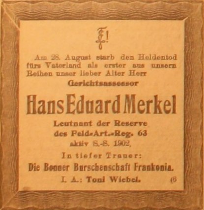 Anzeige im General-Anzeiger vom 12. September 1914