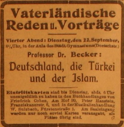 Anzeige im General-Anzeiger vom 20. September 1914