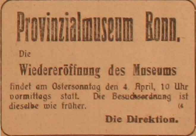Anzeige im General-Anzeiger vom 1. April 1915