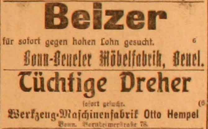 Anzeigen im General-Anzeiger vom 10. April 1915