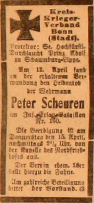 Anzeige im General-Anzeiger vom 14. April 1915