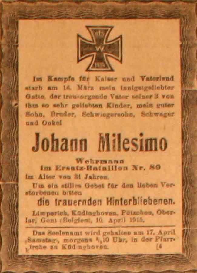 Anzeige im General-Anzeiger vom 15. April 1915