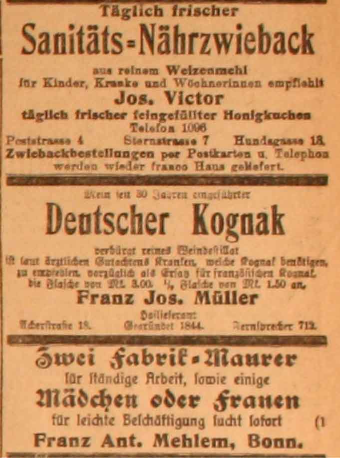 Anzeigen im General-Anzeiger vom 26. April 1915