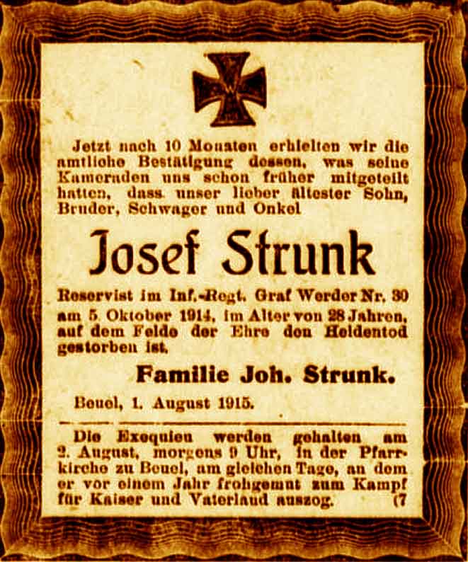 Anzeige im General-Anzeiger vom 1. August 1915