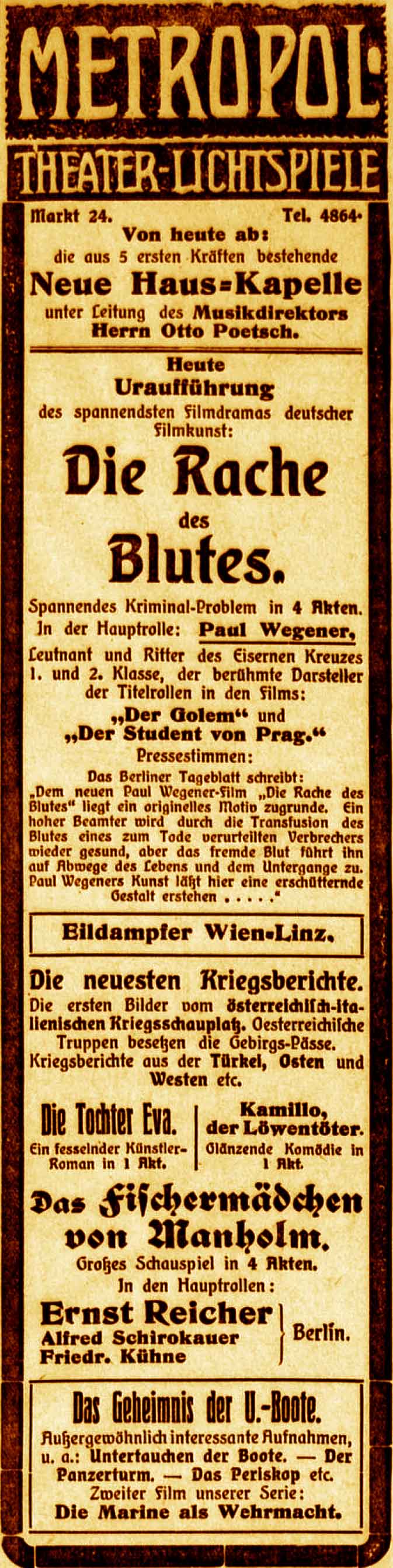 Anzeige im General-Anzeiger vom 3. August 1915