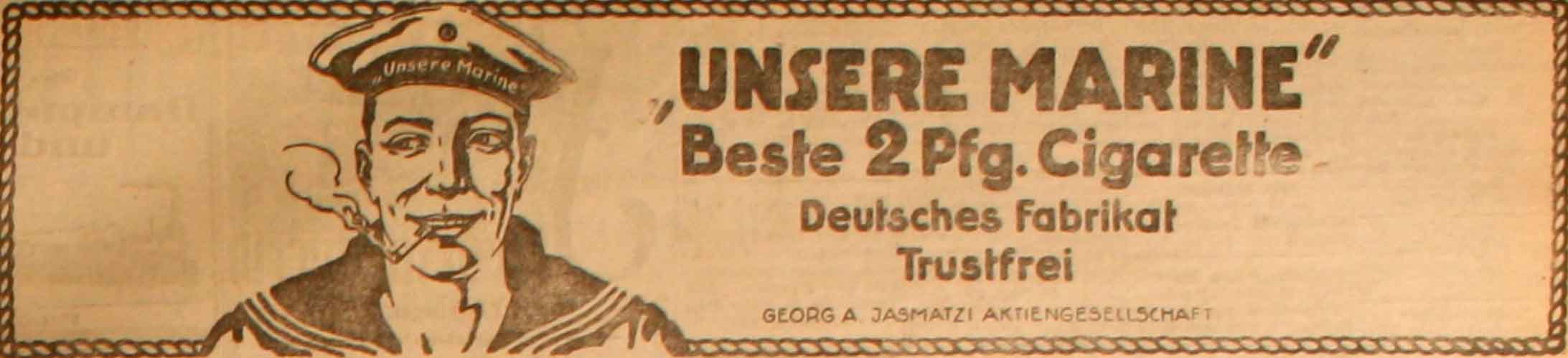 Anzeige in der Deutschen Reichs-Zeitung vom 8. August 1915