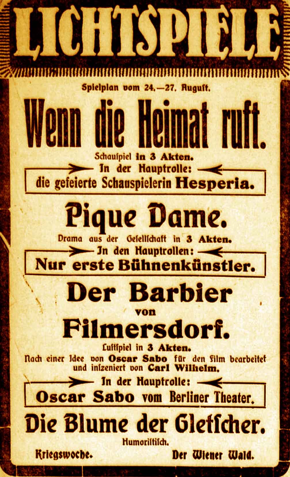 Anzeige im General-Anzeiger vom 24. August 1915