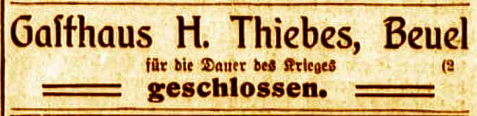 Anzeige im General-Anzeiger vom 31. August 1915