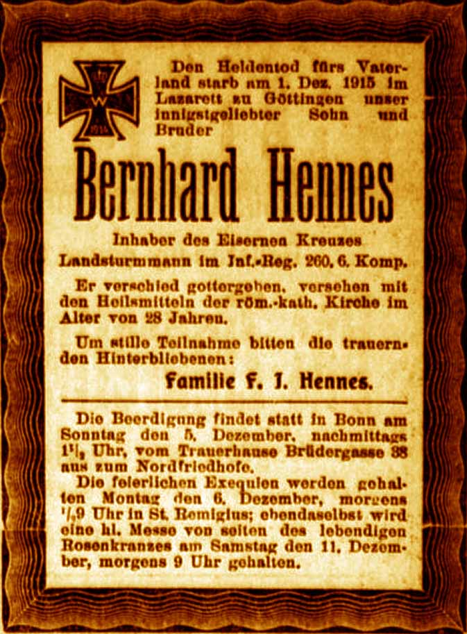 Anzeige im General-Anzeiger vom 4. Dezember 1915
