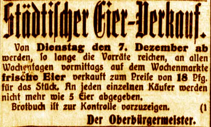 Anzeige im General-Anzeiger vom 6. Dezember 1915