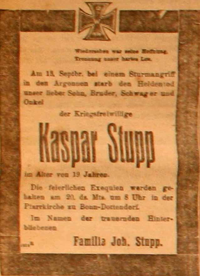 Anzeige in der Deutschen Reichs-Zeitung vom 19. Dezember 1915