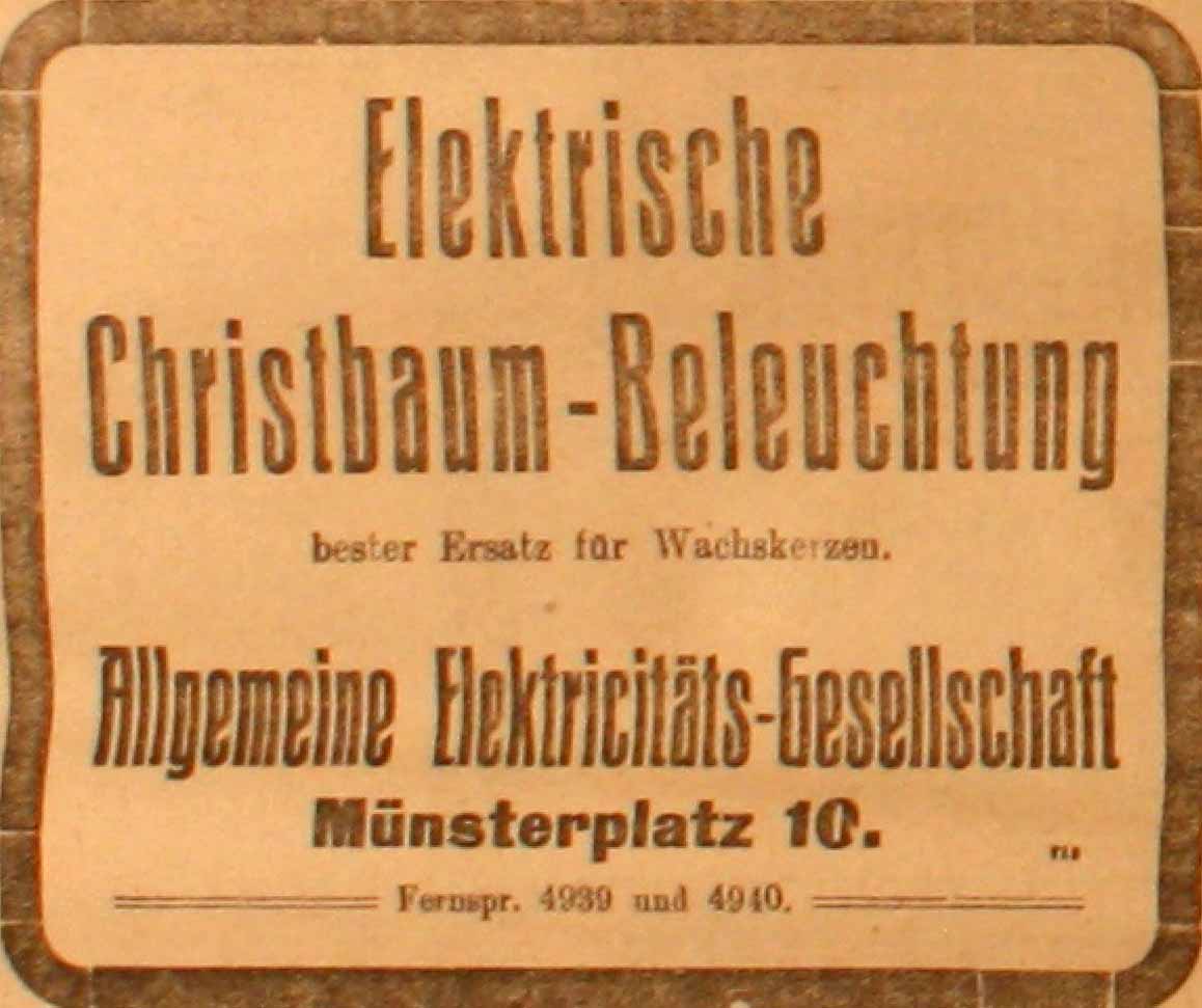 Anzeige in der Deutschen Reichs-Zeitung vom 21. Dezember 1915
