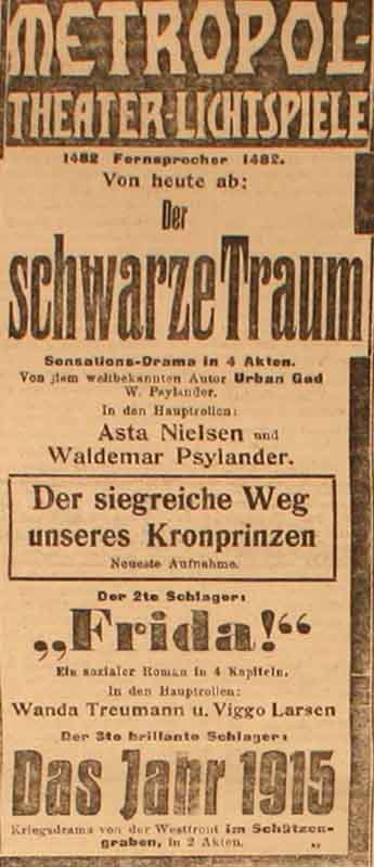 Anzeige in der Deutschen Reichs-Zeitung vom 3. Februar 1915