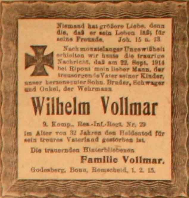 Anzeige im General-Anzeiger vom 3. Februar 1915