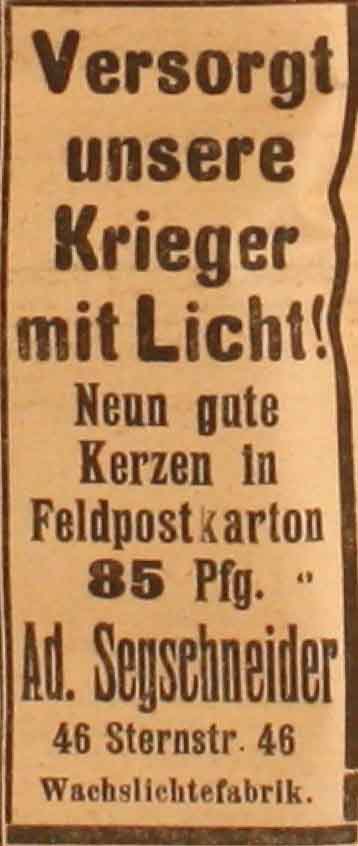Anzeige in der Deutschen Reichs-Zeitung vom 4.2.1915