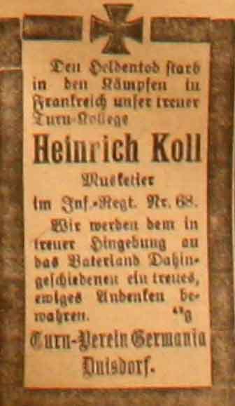 Anzeige in der Deutschen Reichs-Zeitung vom 4.2.1915