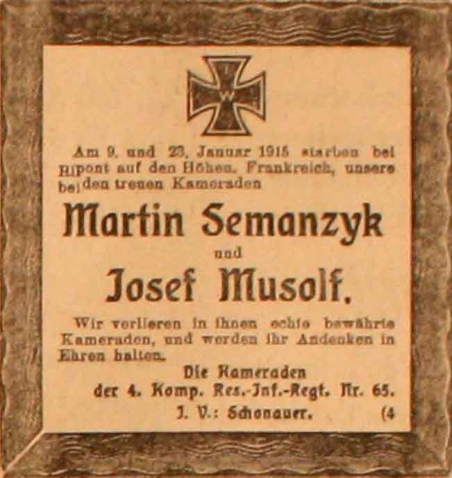 Anzeige im General-Anzeiger vom 4. Februar 1915