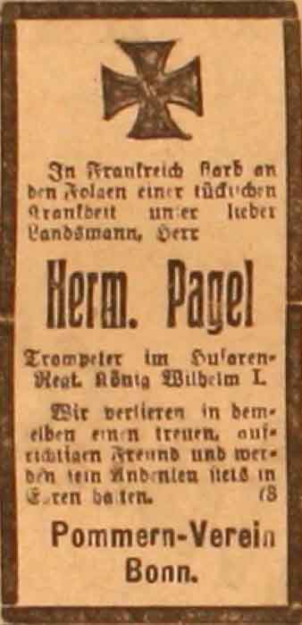 Anzeige im General-Anzeiger vom 10.2.1915
