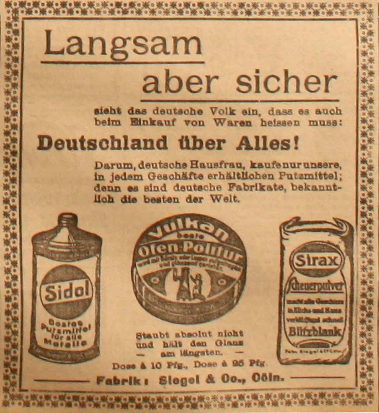 Anzeige in der Deutschen Reichs-Zeitung vom 16. Februar 1915