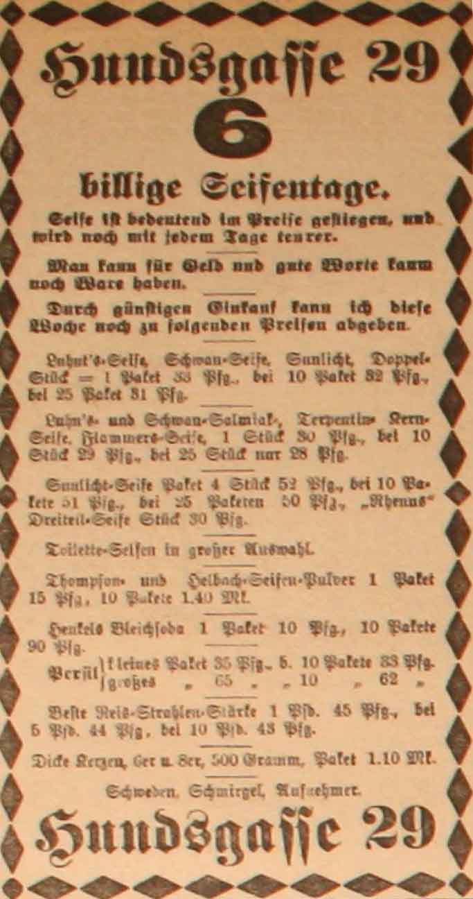 Anzeige in der Deutschen Reichs-Zeitung vom 23. Februar 1915