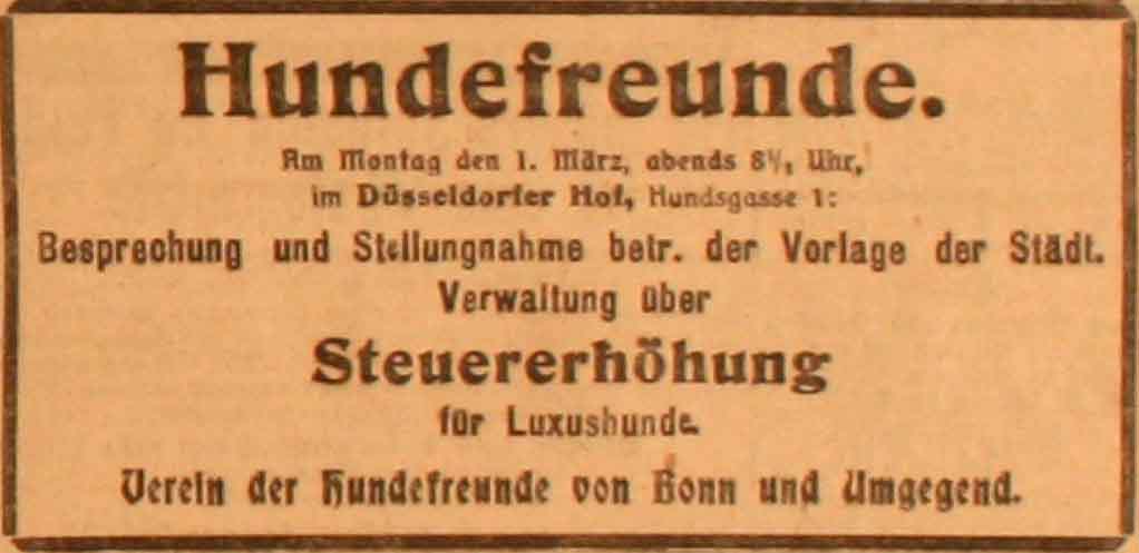 Anzeige im General-Anzeiger vom 28. Februar 1915