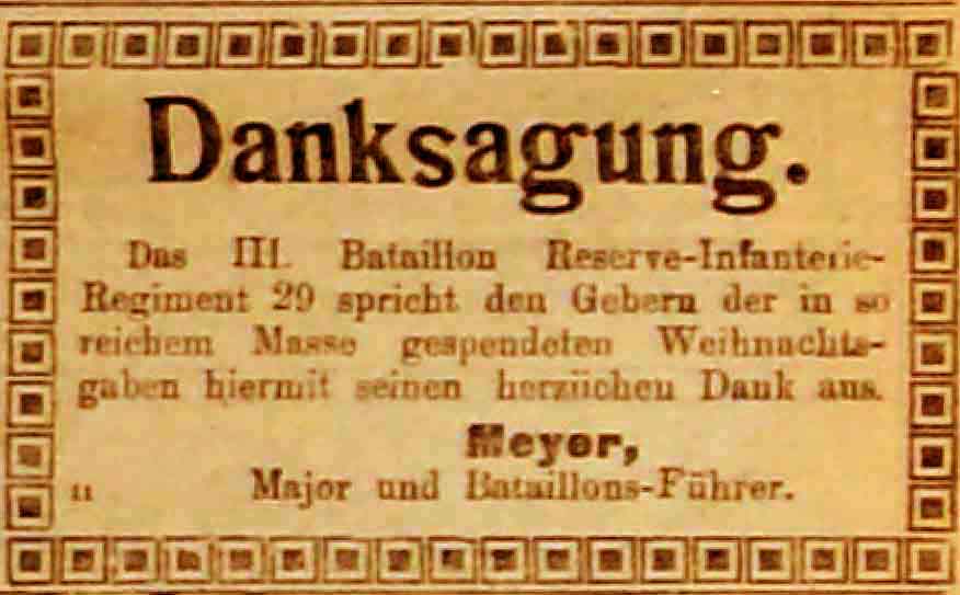 Anzeige in der Deutschen Reichs-Zeitung vom 1. Januar 1915